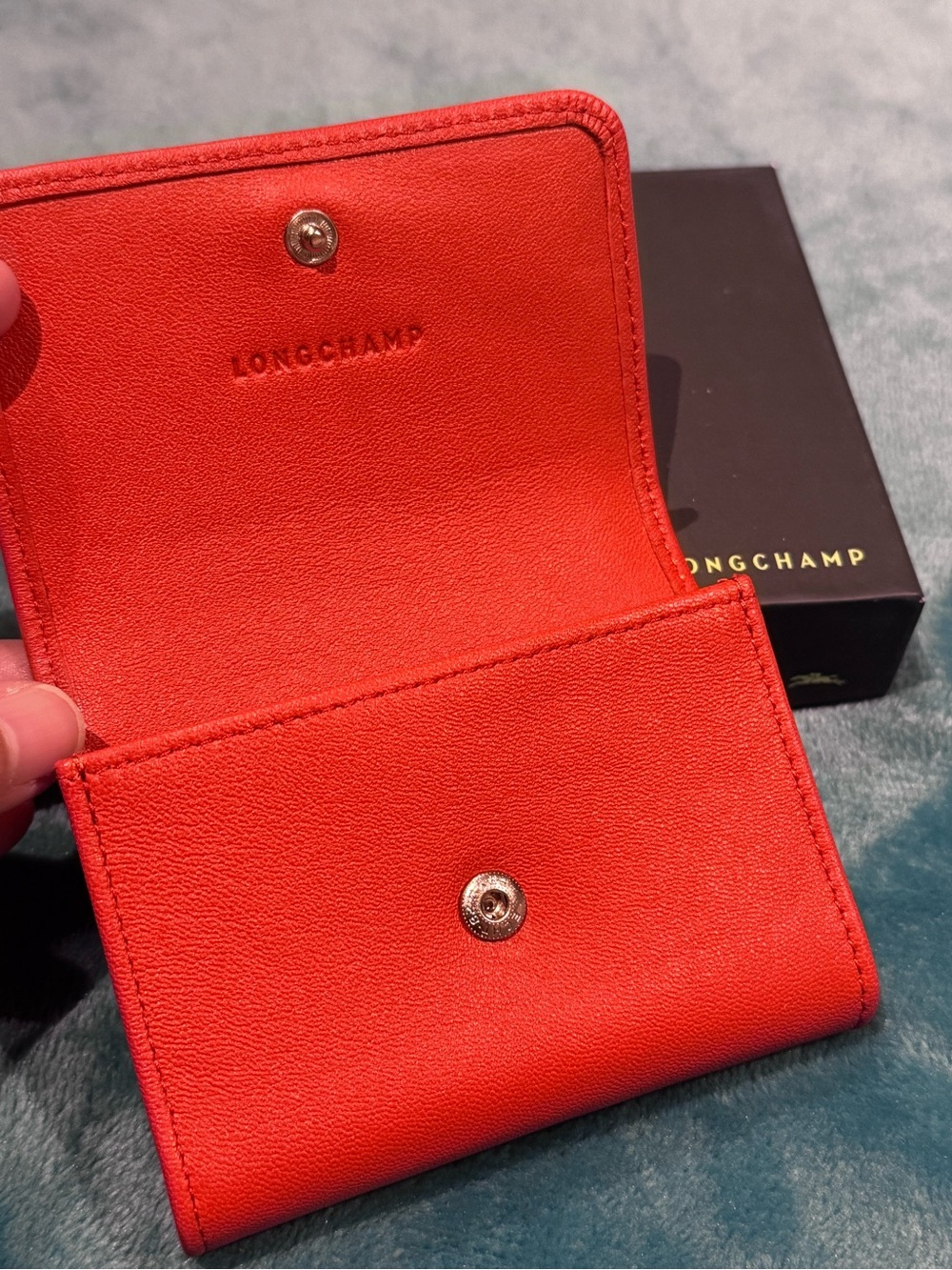Longchamp Le Pliage Xtra Leather Flap Card Case - Saffron - Picture 4 of 8